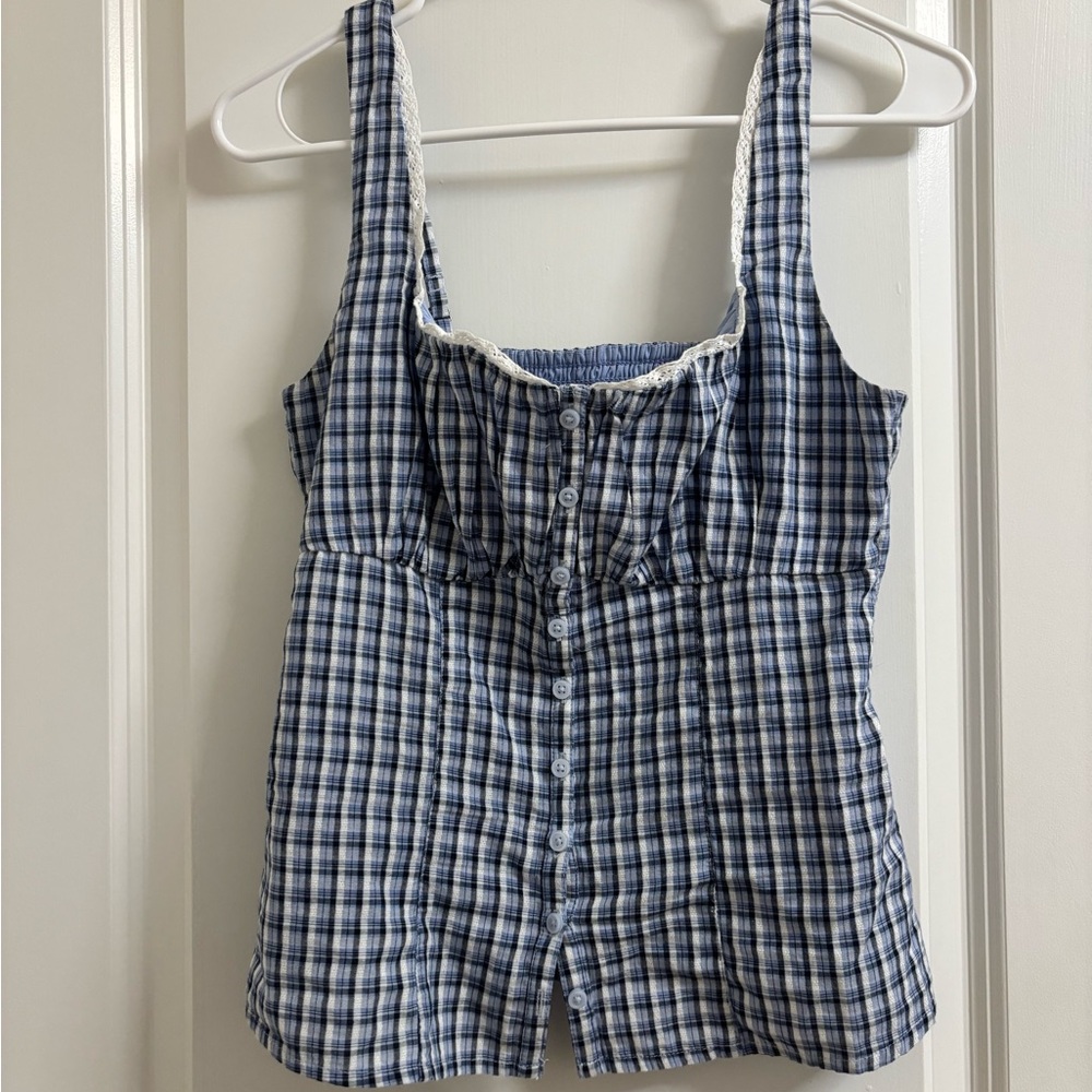 Hollister Light Blue Smocked Top